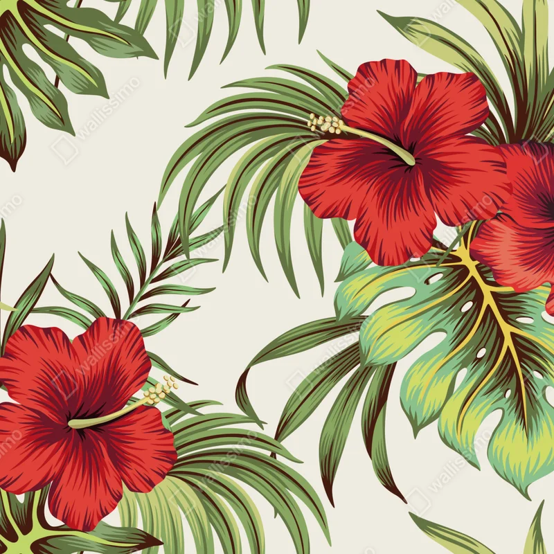 Repositionierbarer Aufkleber tropisches hibiskusmuster Repositionierbarer Aufkleber tropisches hibiskusmuster