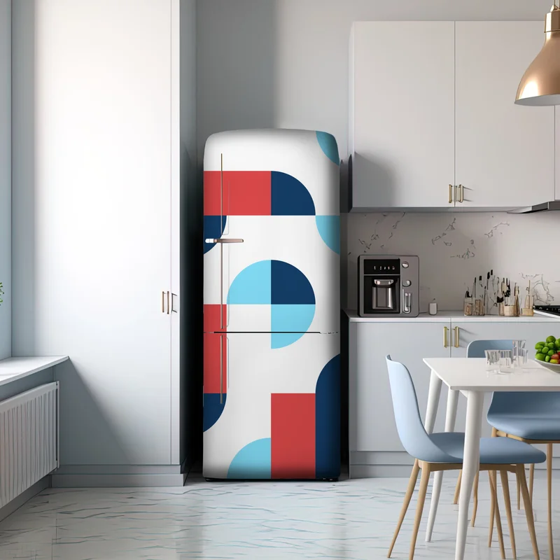 Kühlschrankaufkleber mutiges geometrisches muster in dunkelblau und koralle