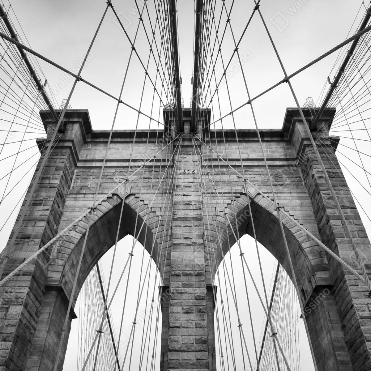 Leinwandbild monochrome hängebrücke aus grafischer perspektive Leinwandbild monochrome hängebrücke aus grafischer perspektive