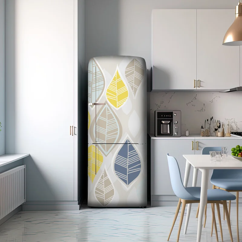 Kühlschrankaufkleber skandinavisches blättermuster in sanften neutralen tönen