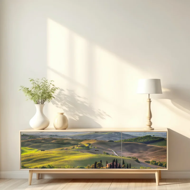 Repositionierbarer Aufkleber Toskana friedliche hügel im abendlicht