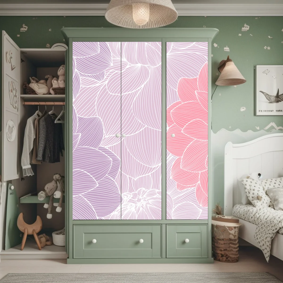 Schrankaufkleber zartes pastell blumenmuster Schrankaufkleber zartes pastell blumenmuster