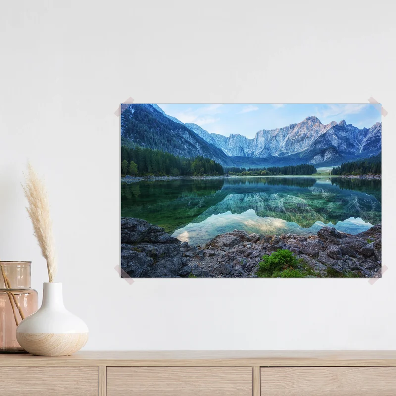 Poster früher morgen am See Fusine, Julische Alpen Poster früher morgen am See Fusine, Julische Alpen