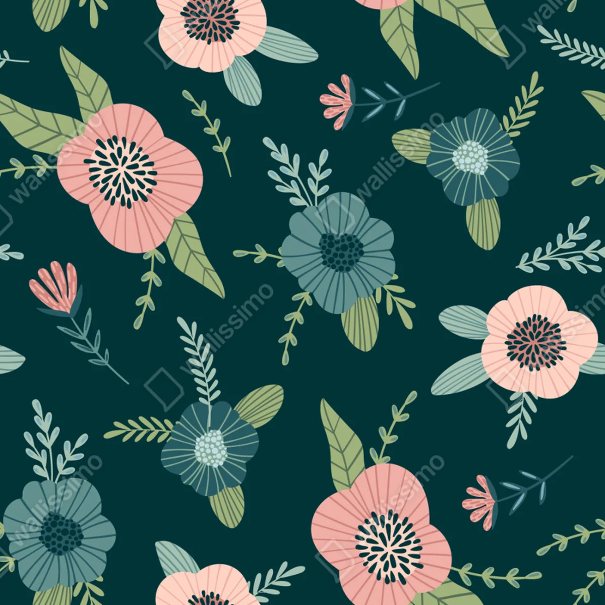 Tischaufkleber und Schreibtischaufkleber pastelliges botanisches blumenmuster Tischaufkleber und Schreibtischaufkleber pastelliges botanisches blumenmuster