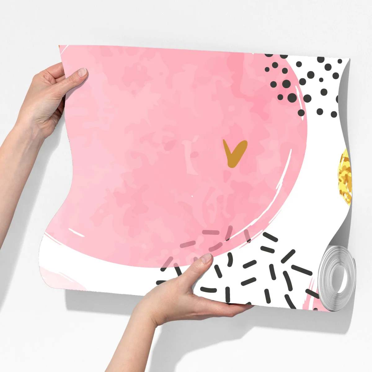 Fototapete rosa aquarellkreise mit goldenen akzenten Fototapete rosa aquarellkreise mit goldenen akzenten