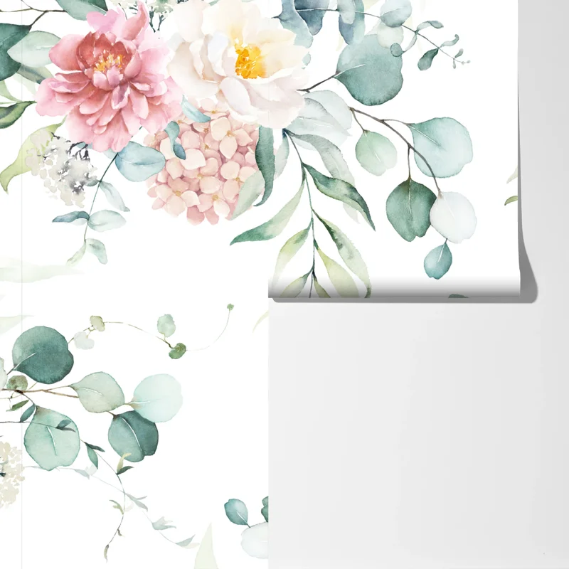 Fototapete zarter aquarellblumenstrauß Fototapete zarter aquarellblumenstrauß