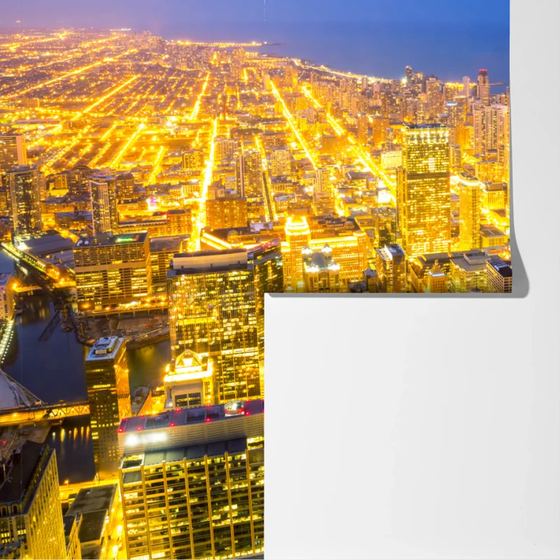 Fototapete luftaufnahme der nächtlichen skyline von Chicago Fototapete luftaufnahme der nächtlichen skyline von Chicago