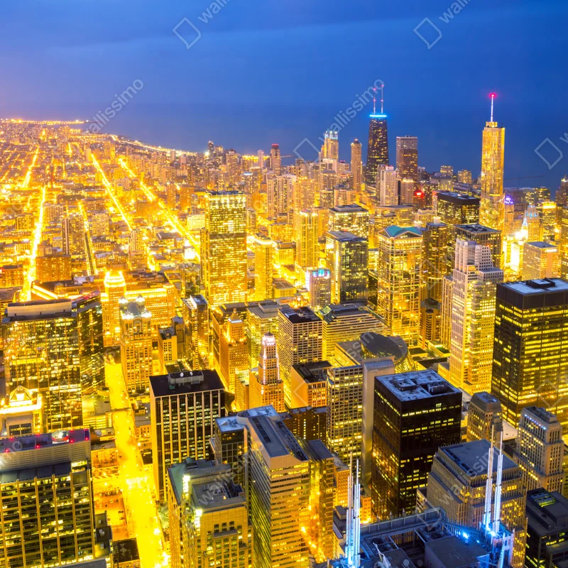 Leinwandbild luftaufnahme der nächtlichen skyline von Chicago Leinwandbild luftaufnahme der nächtlichen skyline von Chicago