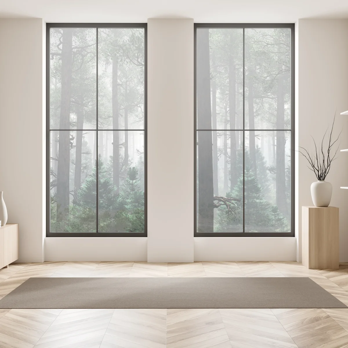 Fensteraufkleber nebliger immergrüner wald Fensteraufkleber nebliger immergrüner wald