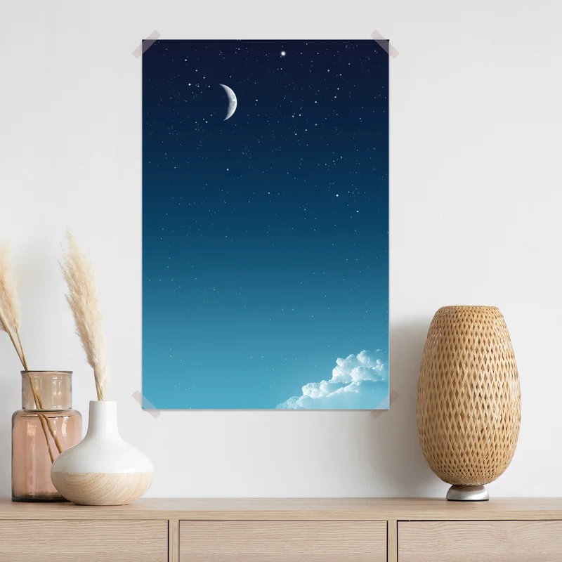 Poster ruhiger halbmond am sternenhimmel Poster ruhiger halbmond am sternenhimmel