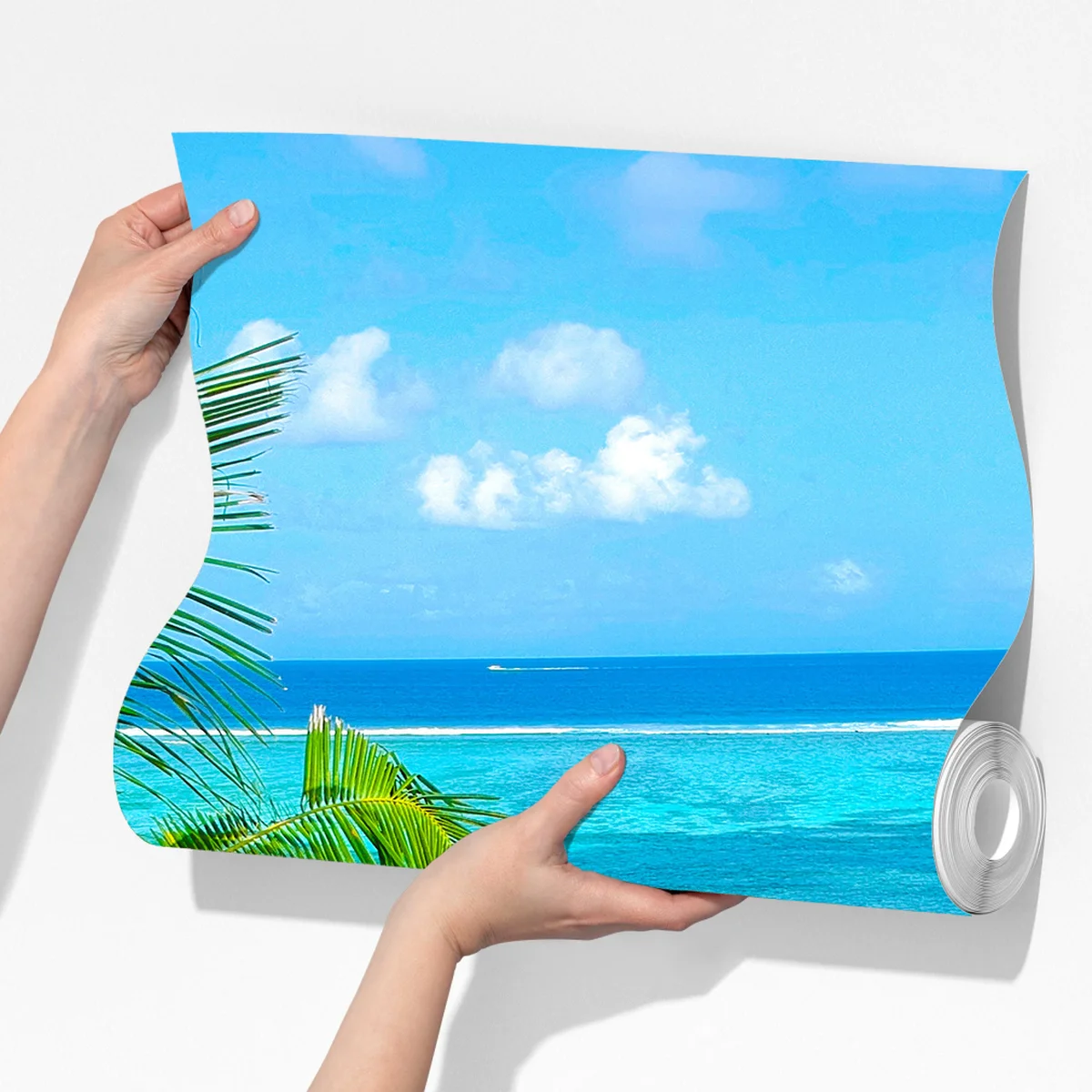 Fototapeta tropikalna turkusowa plaża z palmą Fototapeta tropikalna turkusowa plaża z palmą