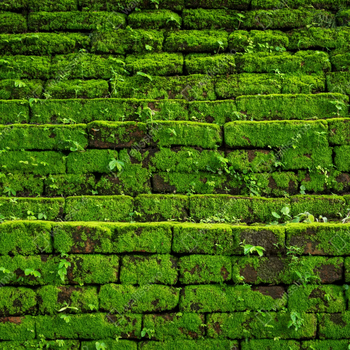 Poster üppige moosbedeckte ziegelwand Poster üppige moosbedeckte ziegelwand