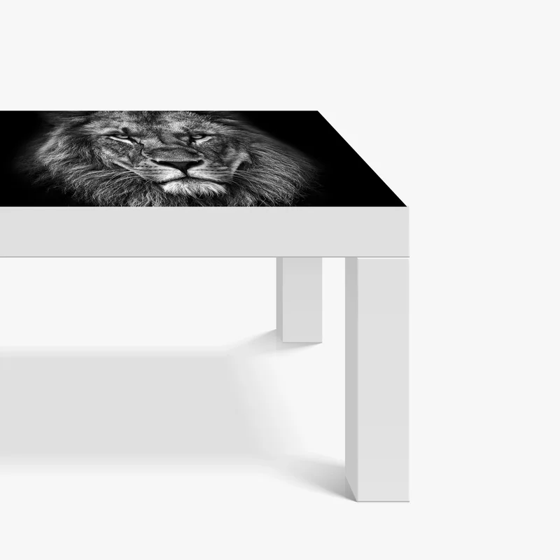 Tischaufkleber und Schreibtischaufkleber majestätisches löwenportrait in monochrom