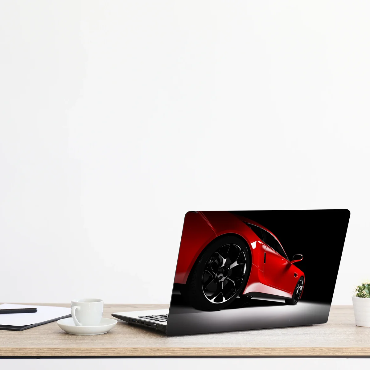 Laptop-Aufkleber nahaufnahme eines roten sportwagens Laptop-Aufkleber nahaufnahme eines roten sportwagens