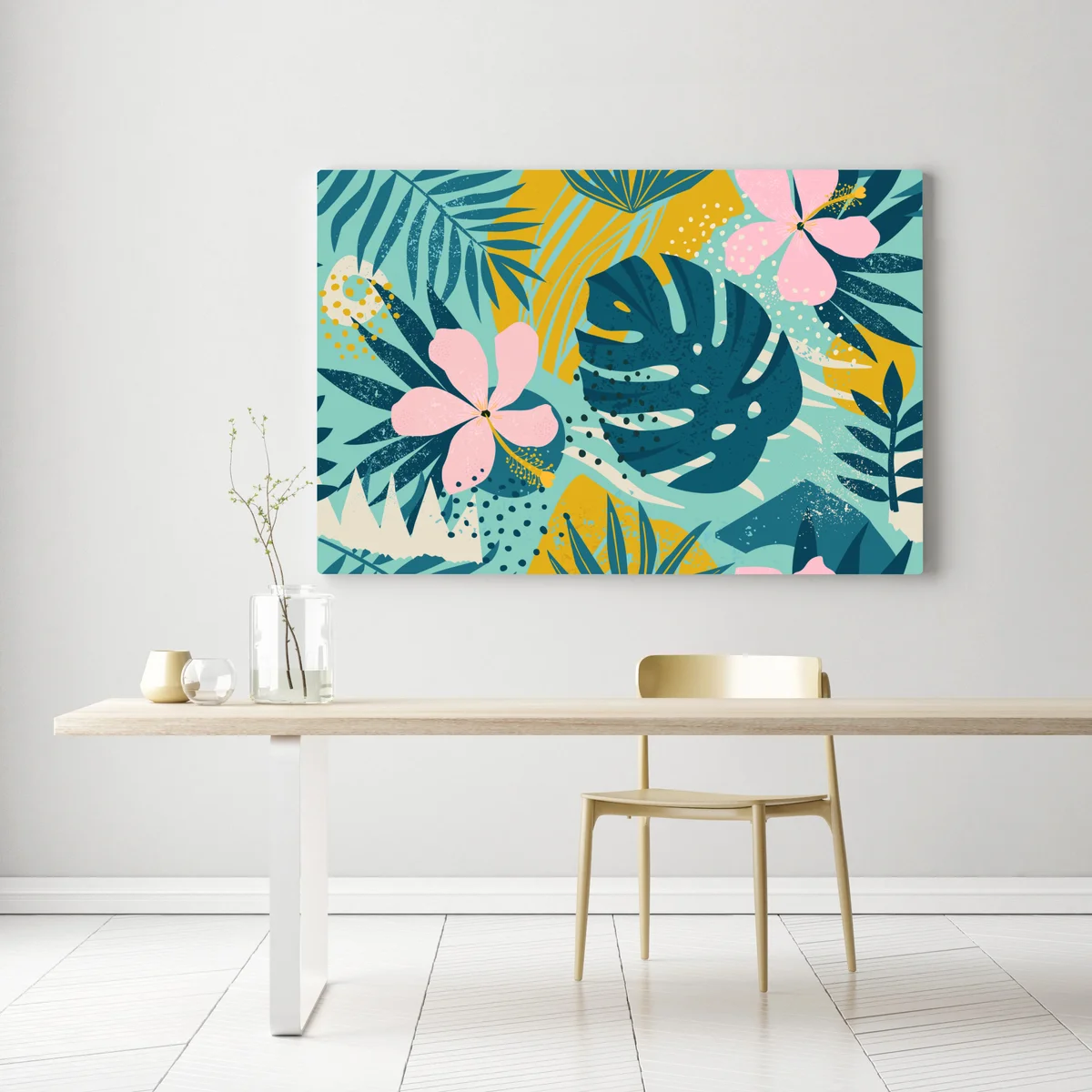 Leinwandbild tropische blätter und blüten Leinwandbild tropische blätter und blüten