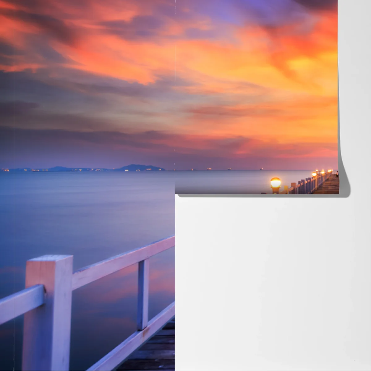 Fototapeta drewniany pomost o wschodzie słońca Fototapeta drewniany pomost o wschodzie słońca