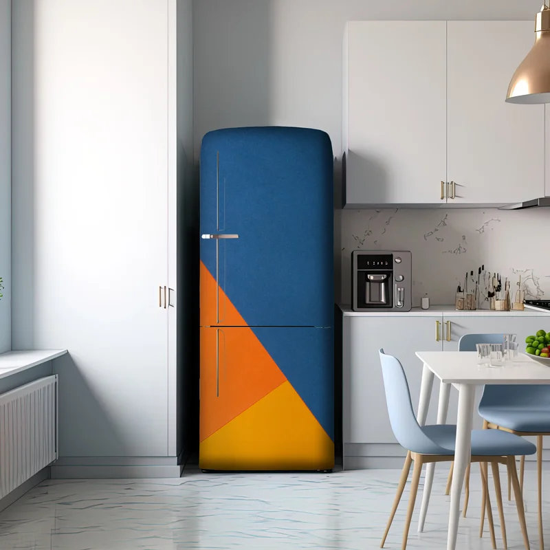 Kühlschrankaufkleber mutige geometrische komposition in blau und orange