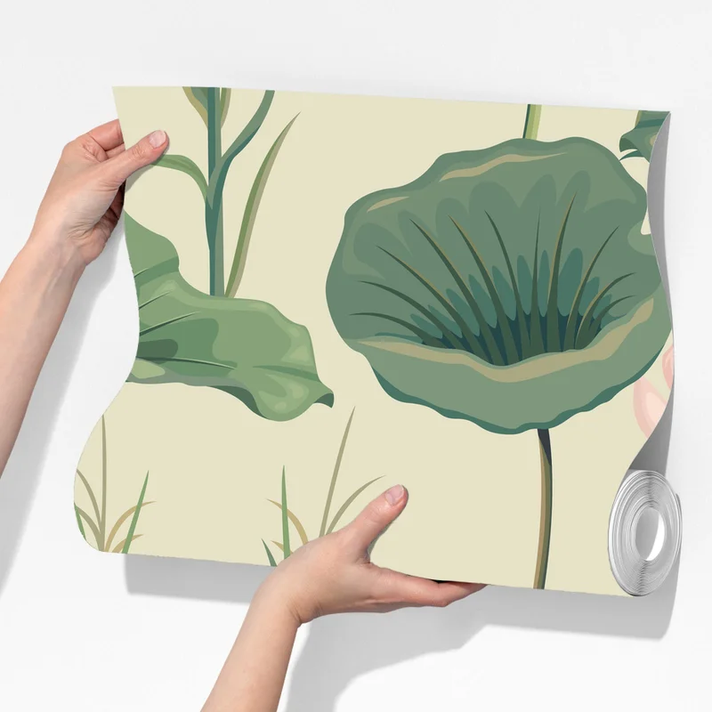 Fototapete sanfter lotusgarten botanisches muster Fototapete sanfter lotusgarten botanisches muster