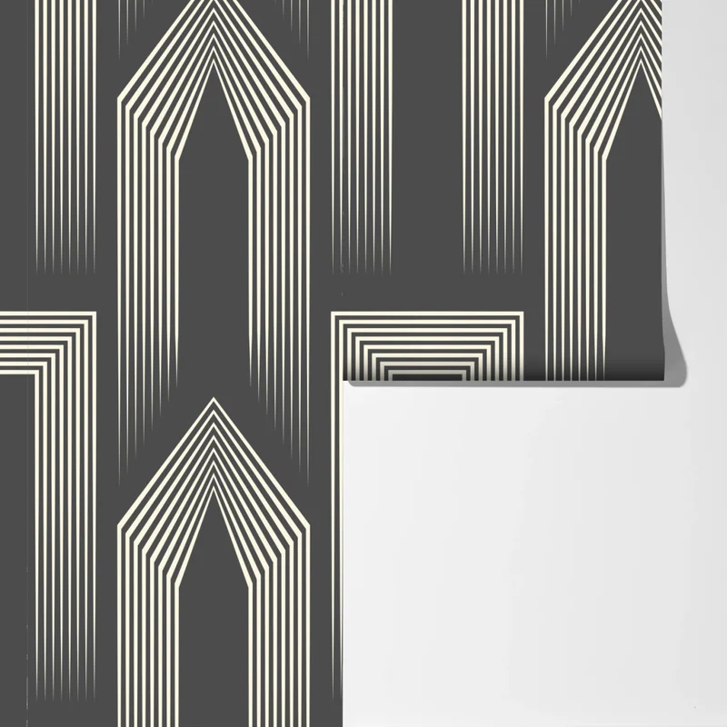 Fototapete geometrisches art-deco-muster in grau und beige Fototapete geometrisches art-deco-muster in grau und beige