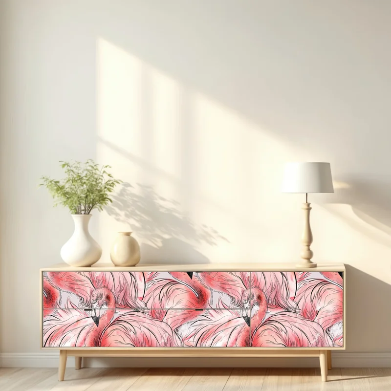 Repositionierbarer Aufkleber aquarell flamingo nahtloses muster