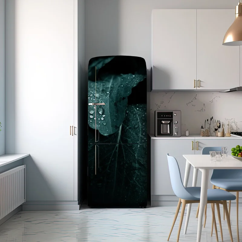 Kühlschrankaufkleber tautropfen auf blättern