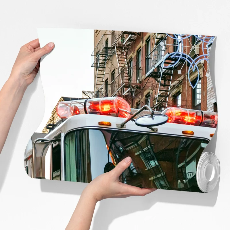 Fototapete feuerwehrautos auf einer straße in Manhattan, New York Fototapete feuerwehrautos auf einer straße in Manhattan, New York