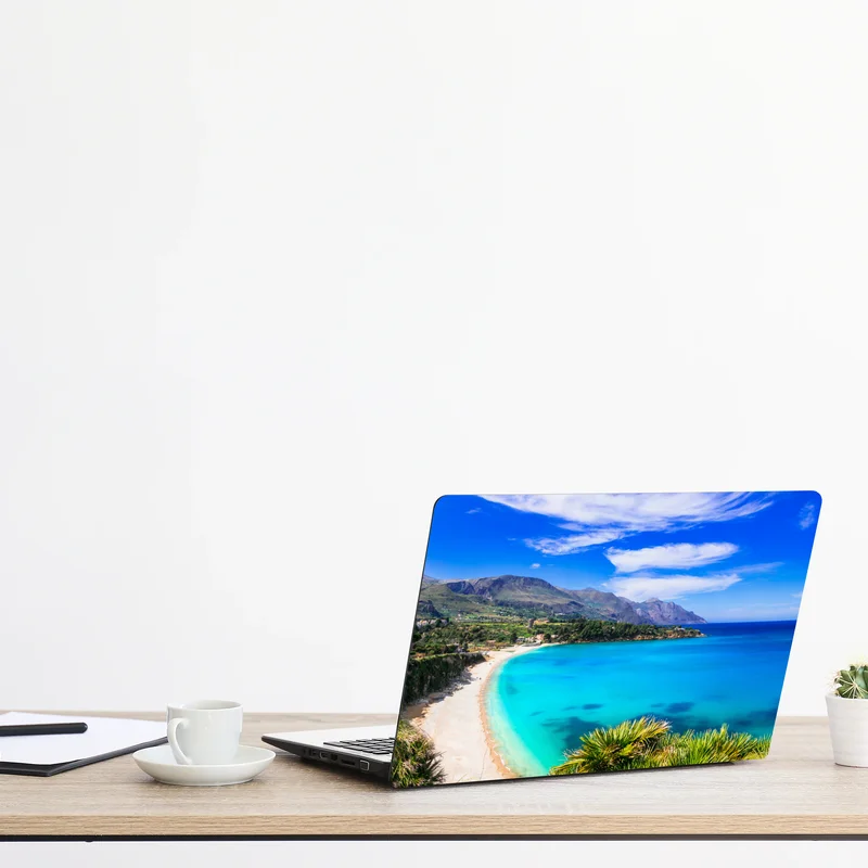 Naklejka na laptopa turkusowy nadmorski pejzaż plaży