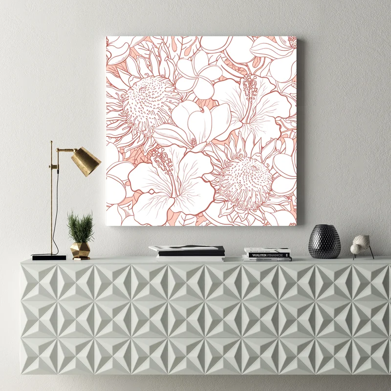 Leinwandbild zartes korallenfarbenes blumenmuster Leinwandbild zartes korallenfarbenes blumenmuster