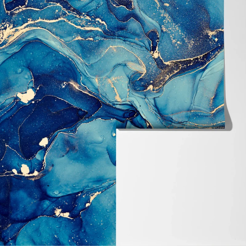 Fototapete ozeanblau und goldene wirbel flüssige abstraktion Fototapete ozeanblau und goldene wirbel flüssige abstraktion