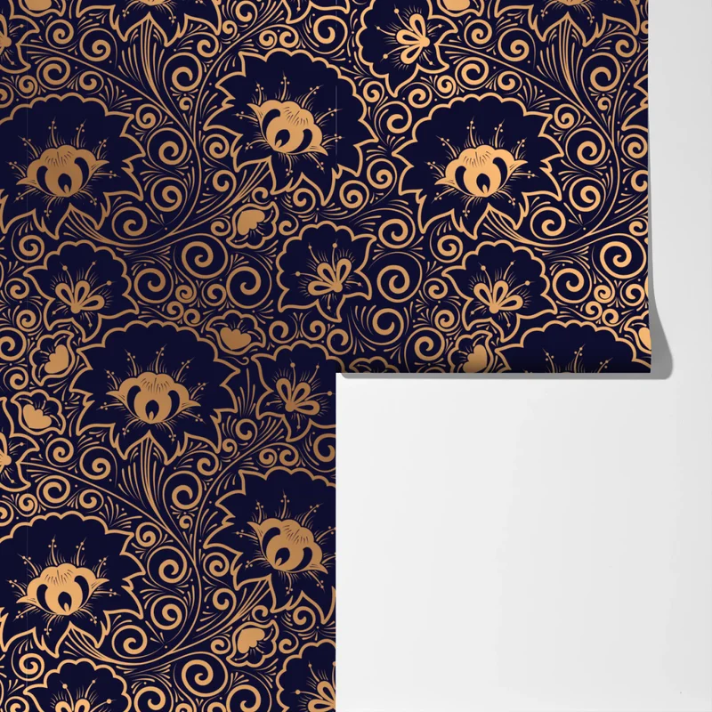 Fototapeta luksusowy złoty wzór kwiatowy na ciemnym tle Fototapeta luksusowy złoty wzór kwiatowy na ciemnym tle