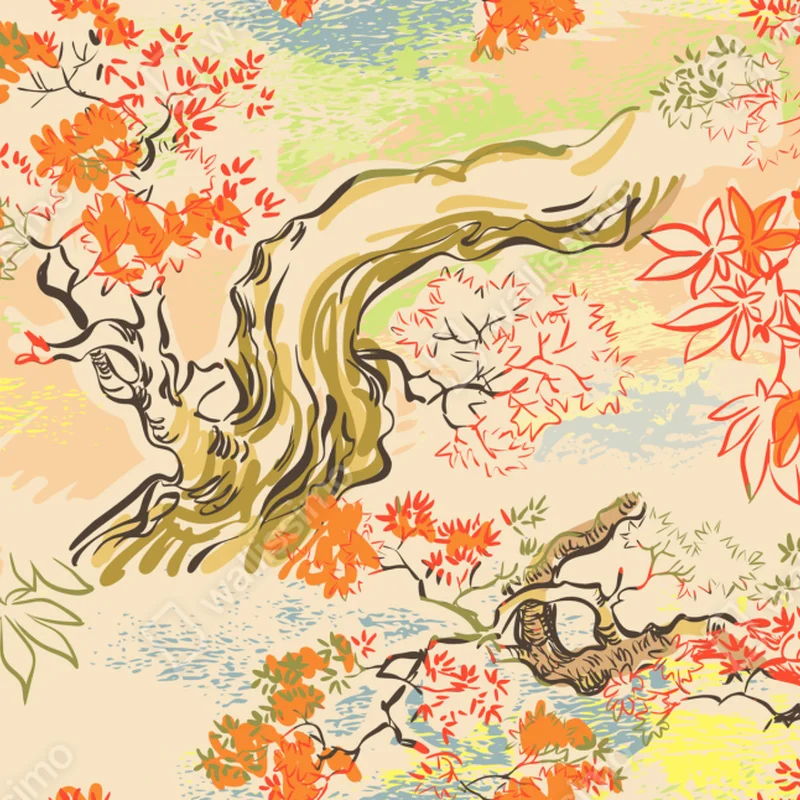 Türaufkleber orientalisches baummuster mit blättern Türaufkleber orientalisches baummuster mit blättern