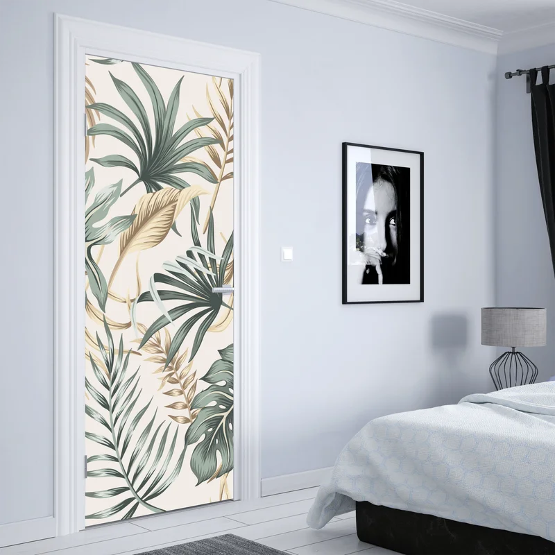 Türaufkleber tropisches botanisches blättermuster