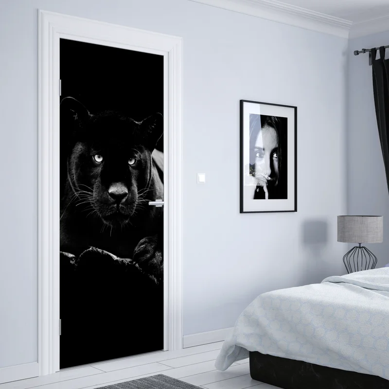 Türaufkleber majestätisches porträt eines schwarzen panthers