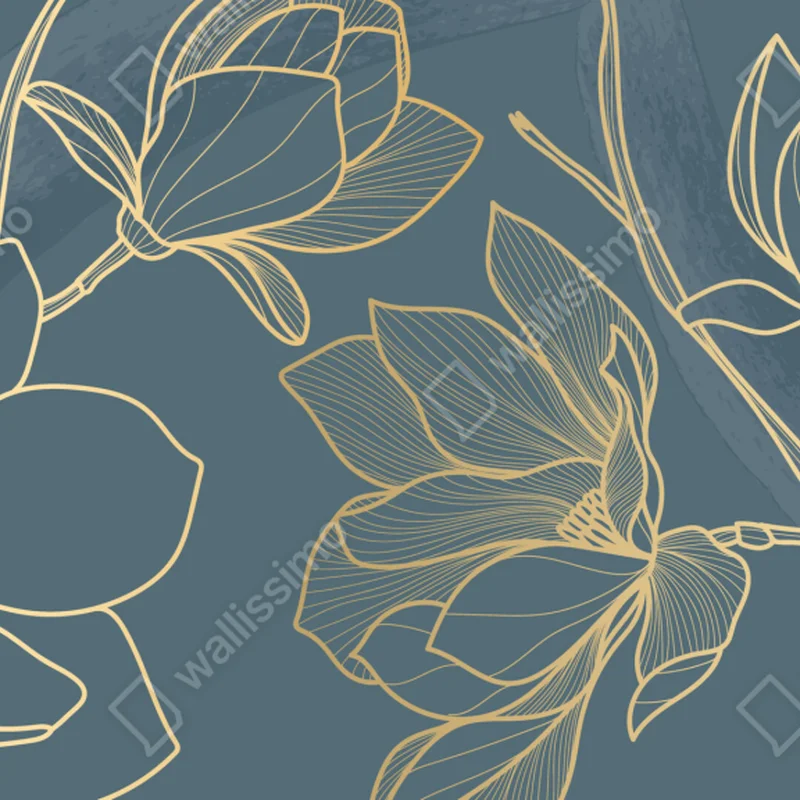 Schrankaufkleber goldene magnolie auf türkisfarbenem hintergrund Schrankaufkleber goldene magnolie auf türkisfarbenem hintergrund