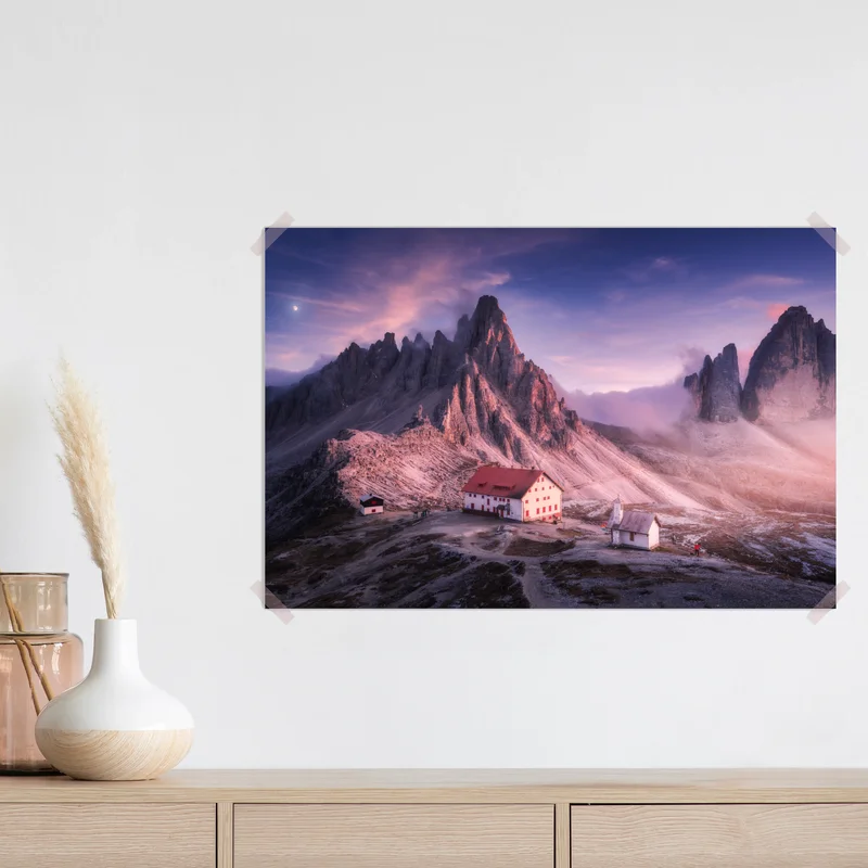 Poster ruhige berggipfel im dämmerlicht • Poster bei Wallnifity® Poster ruhige berggipfel im dämmerlicht • Poster bei Wallnifity®