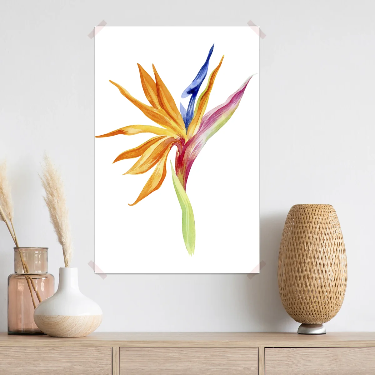 Poster strelitzia aquarell botanikmotiv • Poster bei Wallnifity® Poster strelitzia aquarell botanikmotiv • Poster bei Wallnifity®