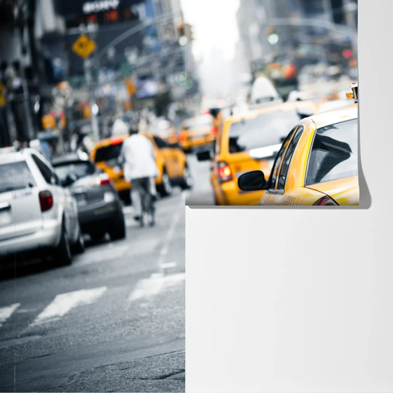 Fototapete gelbe taxis in einer belebten straße von New York Fototapete gelbe taxis in einer belebten straße von New York