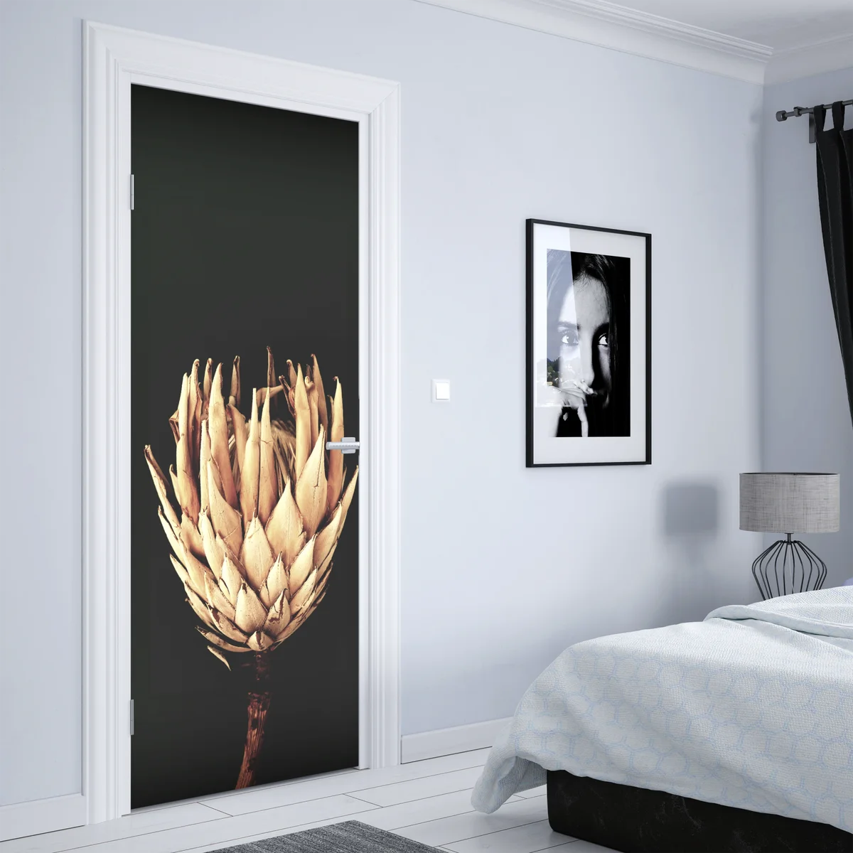 Türaufkleber getrocknete protea in sepia Türaufkleber getrocknete protea in sepia