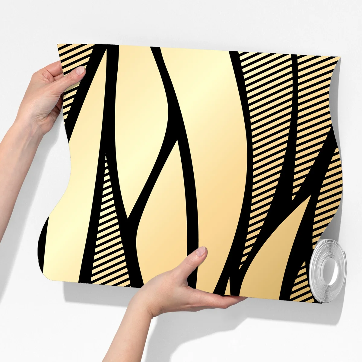 Fototapete luxuriöses goldenes abstraktes wellenmuster Fototapete luxuriöses goldenes abstraktes wellenmuster