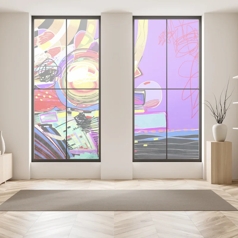 Fensteraufkleber lebendige violette abstrakte komposition Fensteraufkleber lebendige violette abstrakte komposition