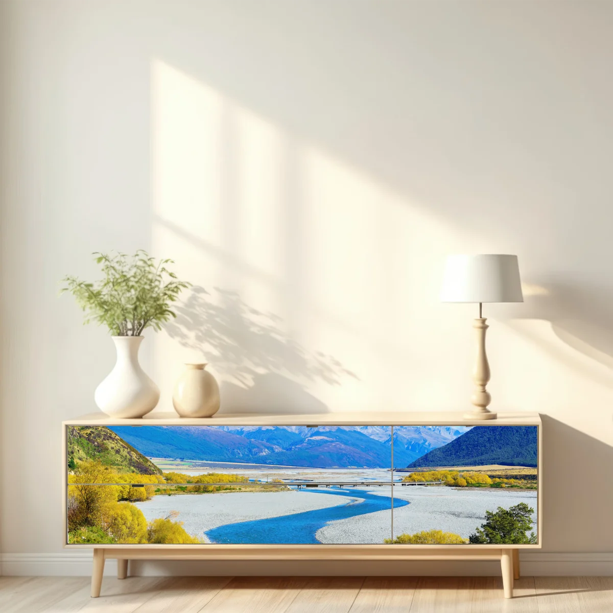 Repositionierbarer Aufkleber herbstliche flussbiegung im Arthur's Pass National Park, South Island, New Zealand Repositionierbarer Aufkleber herbstliche flussbiegung im Arthur's Pass National Park, South Island, New Zealand