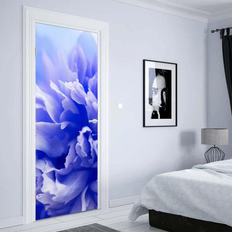 Türaufkleber sanfte blaue abstrakte blume nahaufnahme