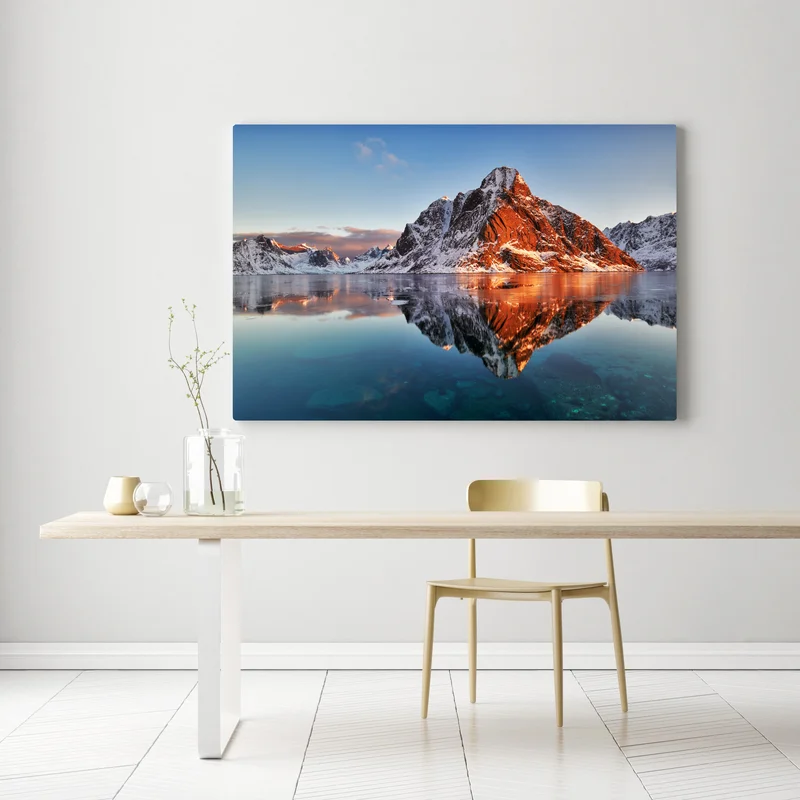 Leinwandbild Lofoten sonnenaufgang mit bergreflexion Leinwandbild Lofoten sonnenaufgang mit bergreflexion