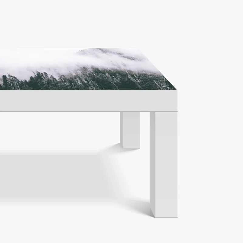 Tischaufkleber und Schreibtischaufkleber nebliger immergrüner wald