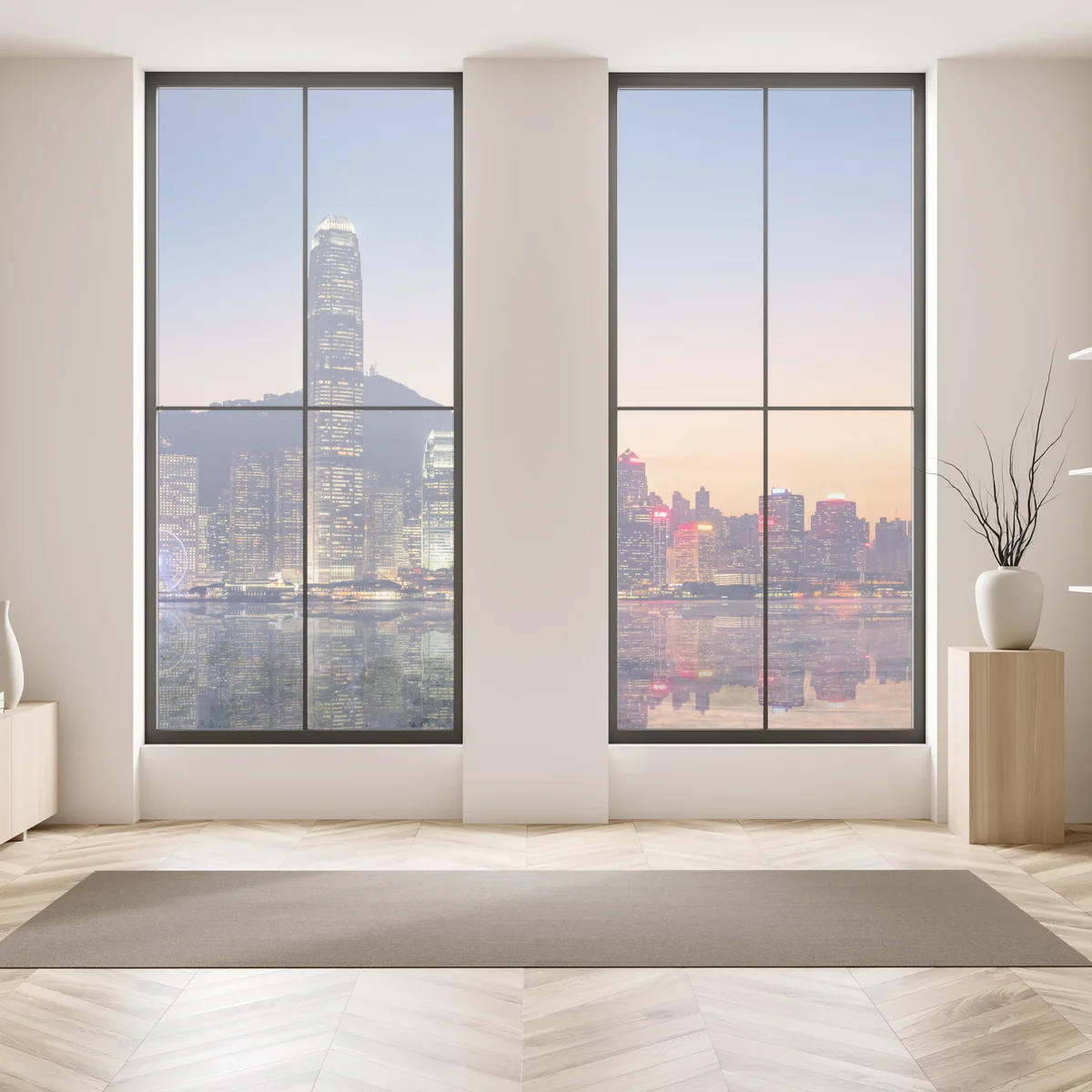 Fensteraufkleber Hongkong panorama bei dämmerung Fensteraufkleber Hongkong panorama bei dämmerung