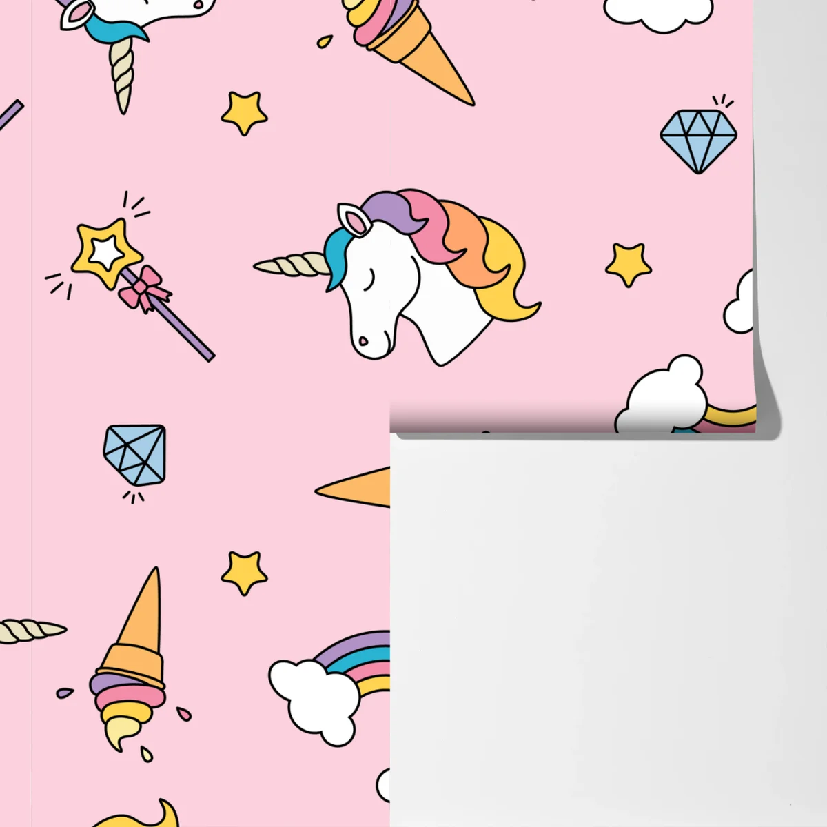 Fototapete pastell einhörner und regenbogen muster Fototapete pastell einhörner und regenbogen muster