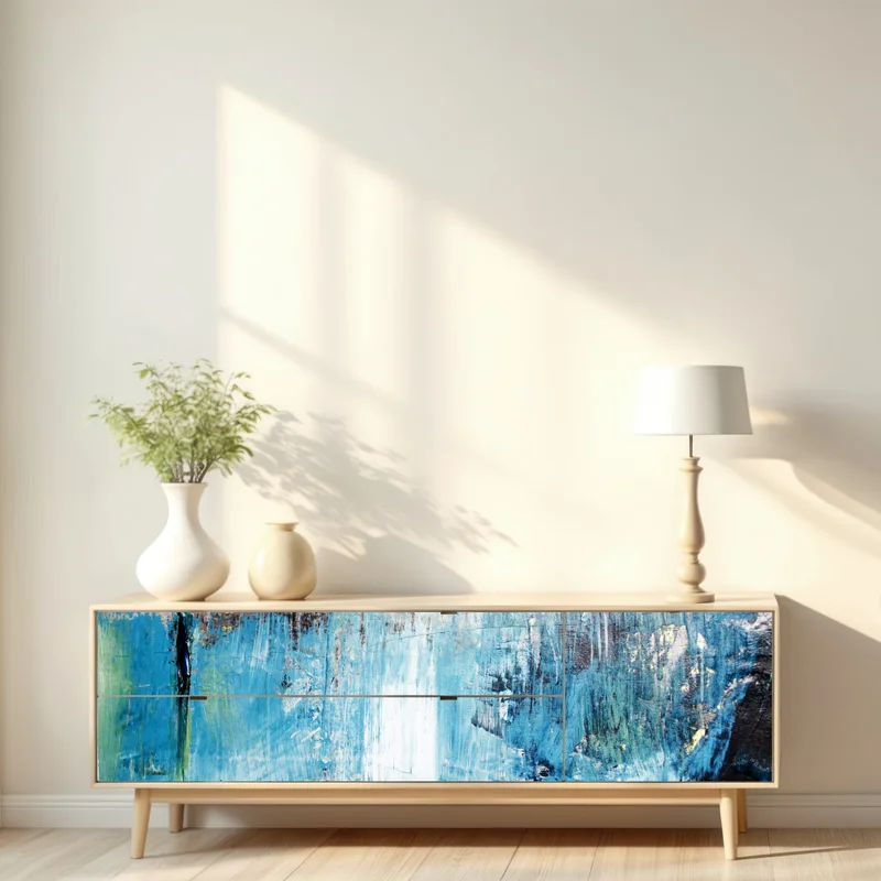 Repositionierbarer Aufkleber türkis abstrakte ölstruktur