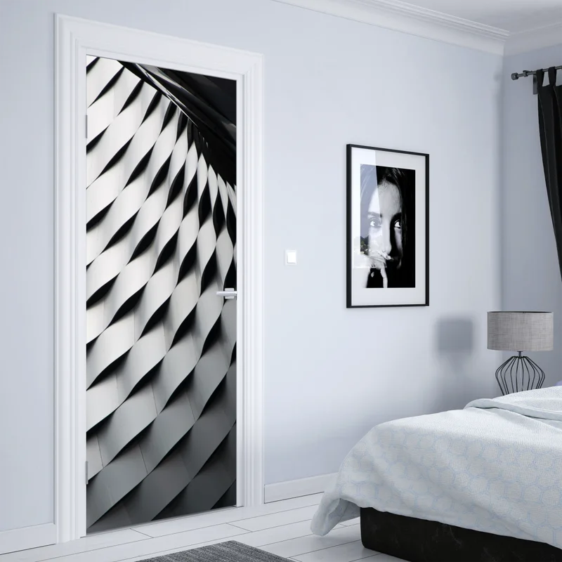 Türaufkleber monochromes geometrisches metallmuster