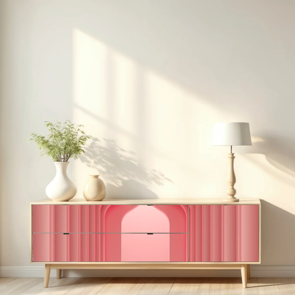 Repositionierbarer Aufkleber zeitgenössisches korallenrosa architekturmotiv Repositionierbarer Aufkleber zeitgenössisches korallenrosa architekturmotiv