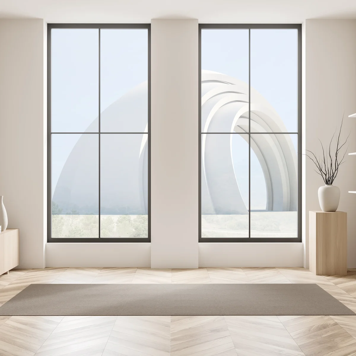 Fensteraufkleber minimalistische bogenskulptur Fensteraufkleber minimalistische bogenskulptur